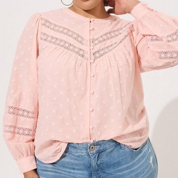 torrid Tops - NWT Pink Cotton Dot Blouse Size 1X